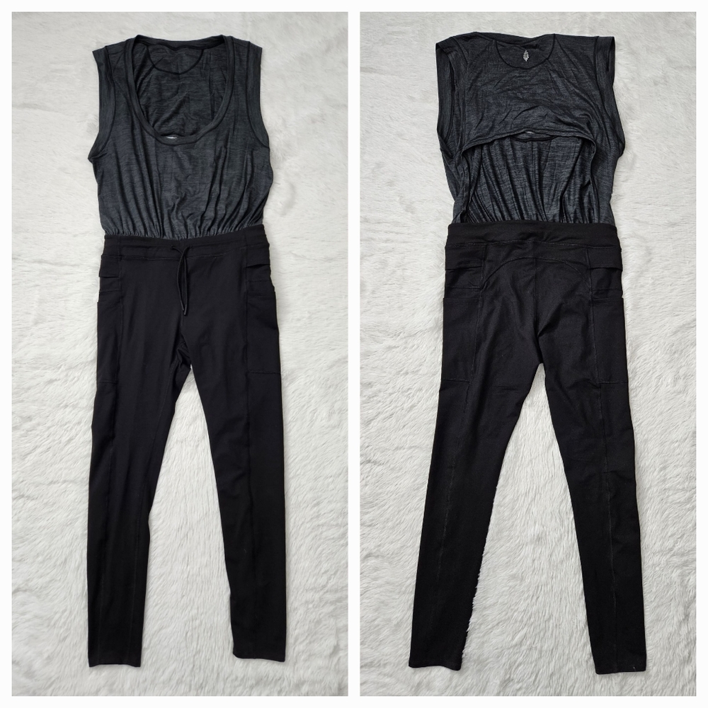 Free People Movement Tank Onesie Black and Grey